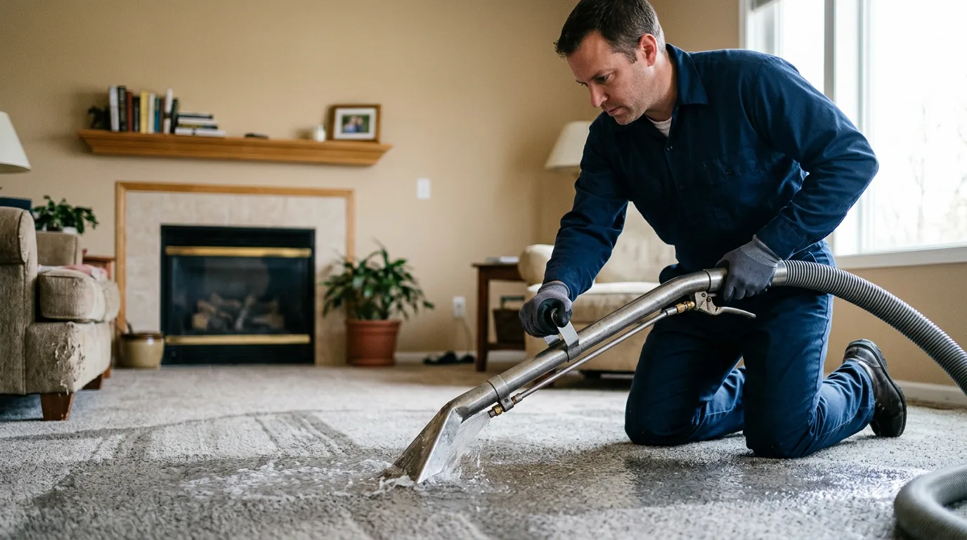 Water damage restoration technician working near Afton, MI